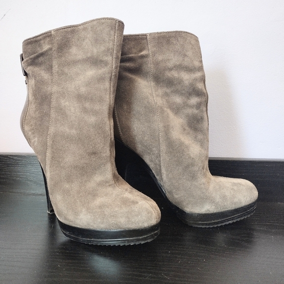 Michael Kors Grey Leather Stiletto Ankle Boots Size 7 - Picture 1 of 9